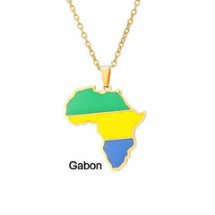 Continent Chic: African Map Geometric Pendant Necklace in Stainless Steel - Flexi Africa - Free Delivery Worldwide