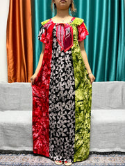 Cotton Printed Abayas for Women – Boat Neck, Loose Fit Maxi Dress - Free Delivery Worldwide only at Flexi Africa