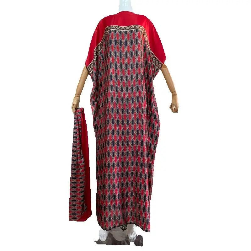 Dashiki Abaya Print Dress: Oversized Design with Matching Scarf for Women - Free Delivery Worldwide only at Flexi Africa