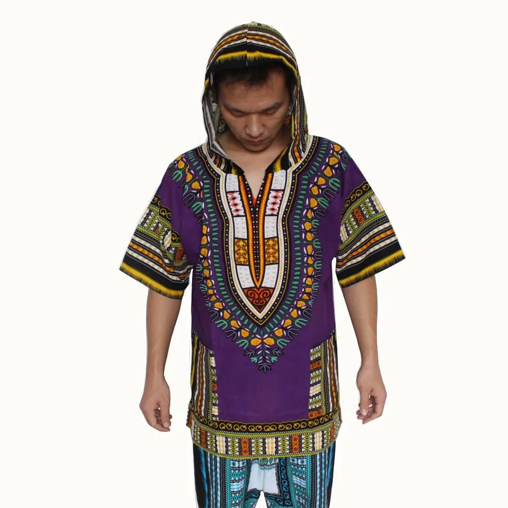 Dashiki-Inspired Hoodies: Relaxed Fit, Authentic African Dashiki Fabric, 100% Cotton, Unisex Fashion Kimono Hooded Attire - Flexi Africa - Flexi Africa offers Free Delivery Worldwide - Vibrant African traditional clothing showcasing bold prints and intricate designs