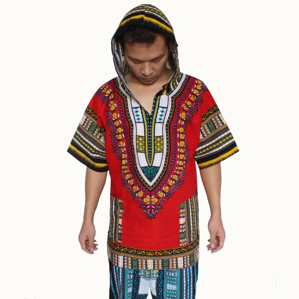 Dashiki-Inspired Hoodies: Relaxed Fit, Authentic African Dashiki Fabric, 100% Cotton, Unisex Fashion Kimono Hooded Attire - Flexi Africa - Flexi Africa offers Free Delivery Worldwide - Vibrant African traditional clothing showcasing bold prints and intricate designs