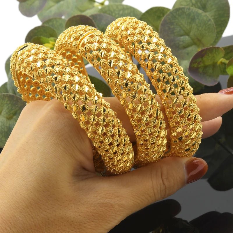 Designer African Bracelet: 24K Gold-Colored Bangles for Women, Luxury Wedding Jewelry - Flexi Africa - Flexi Africa offers Free Delivery Worldwide - Vibrant African traditional clothing showcasing bold prints and intricate designs