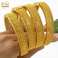 Designer African Bracelet: 24K Gold-Colored Bangles for Women, Luxury Wedding Jewelry - Flexi Africa - www.flexiafrica.com