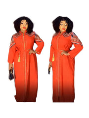 Elegant Allure: Sophisticated Chiffon Robe with Unique Diamond Print, Stylish Collar, and Decorative Tassel Zip Detail - Free Delivery Worldwide only at Flexi Africa