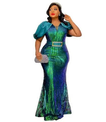 Elegant Luxury Dashiki African Dresses: High Waist Bodycon Dress - Flexi Africa - Free Delivery at www.flexiafrica.com