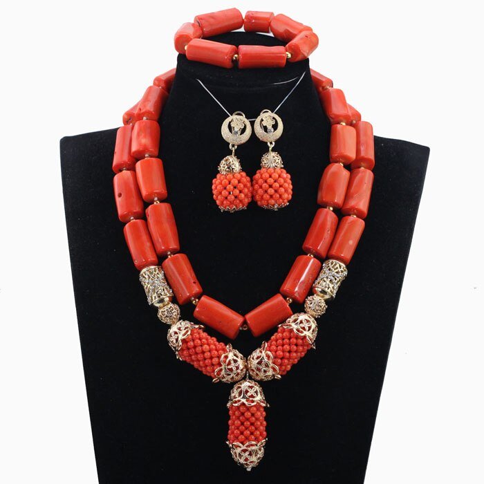 Elegant White Coral Beads Jewelry Set for Brides African Wedding Necklace, Earrings & Bracelet - Flexi Africa