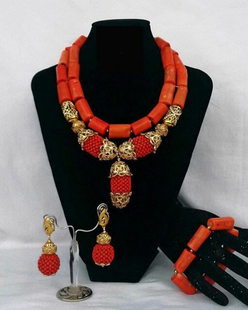 Elegant White Coral Beads Jewelry Set for Brides African Wedding Necklace, Earrings & Bracelet - Flexi Africa