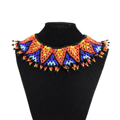 Ethnic African Big Chunky Bib Statement Choker - A Vibrant and Multicolored Beaded Necklace Perfect for Women - Flexi Africa