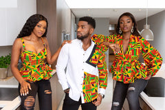 Exquisite African Kente Wrap Top for Women - Vibrant Ankara Blouse, Long Kenyan Style - Flexi Africa - Flexi Africa offers Free Delivery Worldwide - Vibrant African traditional clothing showcasing bold prints and intricate designs