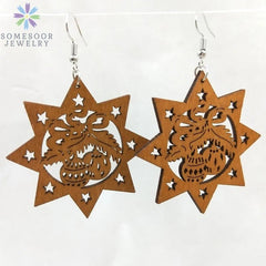 Fashion Laser-Cut Wooden African Map Drop Earrings: Traditional Ethnic Pendant Dangle Jewelry for Women - Flexi Africa