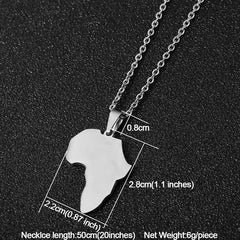 Fashion Selling African Map Pendant Necklaces Men Women Stainless Steel Gold Color Africa Map Jewelry Gift - Flexi Africa