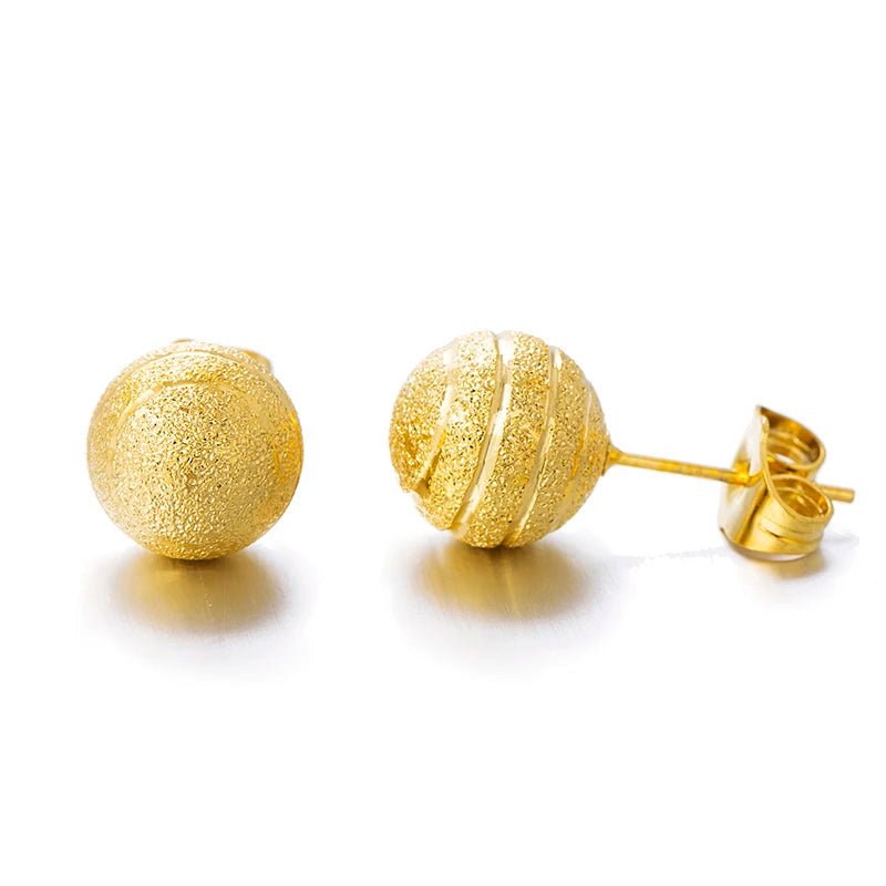 Gold Ball Stud Earrings – Elegant Round Bead Earrings for Women & Girls, Ethiopian African Jewelry Style - Free Delivery Worldwide only at Flexi Africa