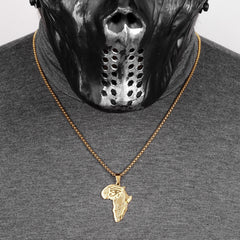 Golden Safari: Bold Africa Map Necklace for Men Stainless Steel Pendant Chain - Flexi Africa - Free Delivery Worldwide