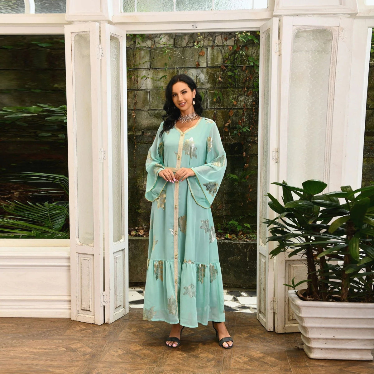 Graceful and Modest: Women's Chiffon Abayas for Ramadan, Kaftan, and Islamic Events - Free Delivery Worldwide only at Flexi Africa