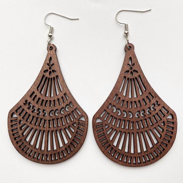 Handmade Zinc Alloy Geometric Wood Earrings - Trendy African Jewelry for Women - Flexi Africa - Flexi Africa offers Free Delivery Worldwide - Vibrant African traditional clothing showcasing bold prints and intricate designs