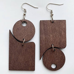 Handmade Zinc Alloy Geometric Wood Earrings - Trendy African Jewelry for Women - Flexi Africa offers Free Delivery Worldwide