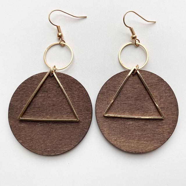 Handmade Zinc Alloy Geometric Wood Earrings - Trendy African Jewelry for Women - Flexi Africa offers Free Delivery Worldwide