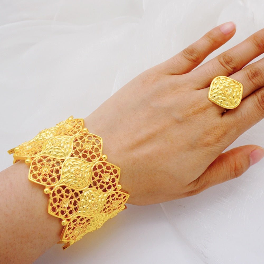 Luxury Female Big Gold Color Bangles: Elegant Bracelets for Weddings and Special Occasions - Flexi Africa FREE POST