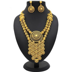 Luxury Plated Jewelry Set For Women Bridal Wedding Necklace And Earrings Set African Necklace Choker Gifts - Flexi Africa