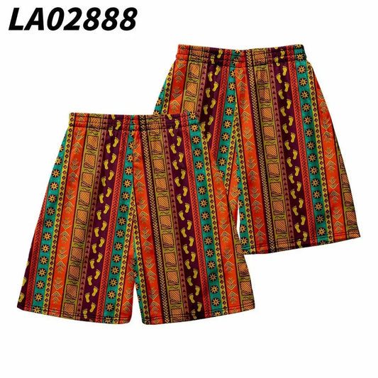 Men's African Bazin Rich Vintage Print Trousers - Fashionable Kanga Summer Dashiki Loose Casual Pants - Free Delivery Worldwide only at Flexi Africa