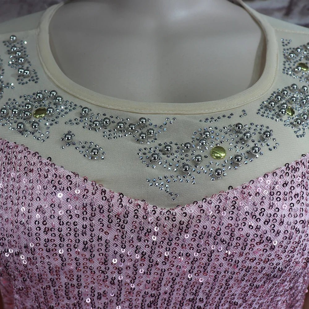 New african dresses for woman Mesh 3D embroidery Africa dress rhinestone sequin belt elegant evening dresses for women luxury - Free Delivery Worldwide only at Flexi Africa