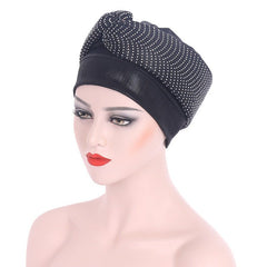 New Ready to Wear African Headtie Diamonds Glitter Women Turban Caps Bonnet Hats Female Autogeles - Flexi Africa - Shipping