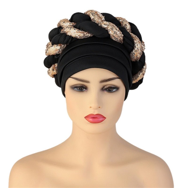 New Ready to Wear African Headtie Diamonds Glitter Women Turban Caps Bonnet Hats Female Autogeles - Flexi Africa - Shipping