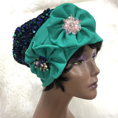 Nigerian Gele Headtie Auto Gele Turban Cap Brocade Fabric Organic Party Wedding- Flexi Africa offers Free Delivery Worldwide