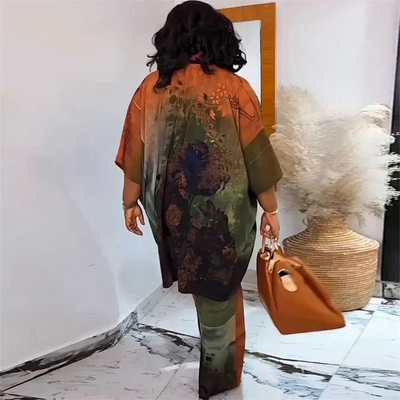 Plus Size African Clothes for Women Ankara Dashiki 2 Piece Set Ankara Turkey Outfits 2024 Fashion Print Tops Pants Trousers Suit - Free Delivery Worldwide only at Flexi Africa