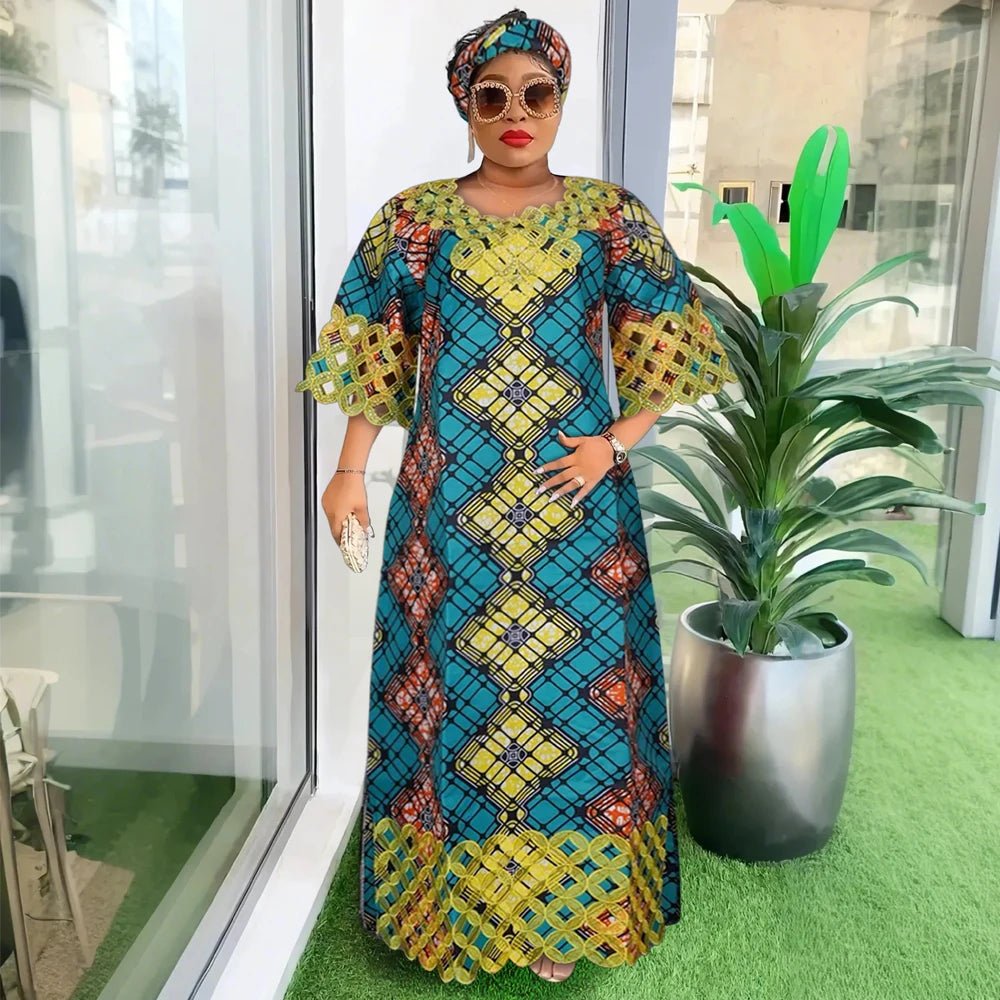 Plus Size African Dresses for Women: Dashiki, Ankara, Bazin Riche Wax Designs & Wedding Party Dresses with Headscarf - Free Delivery Worldwide only at Flexi Africa