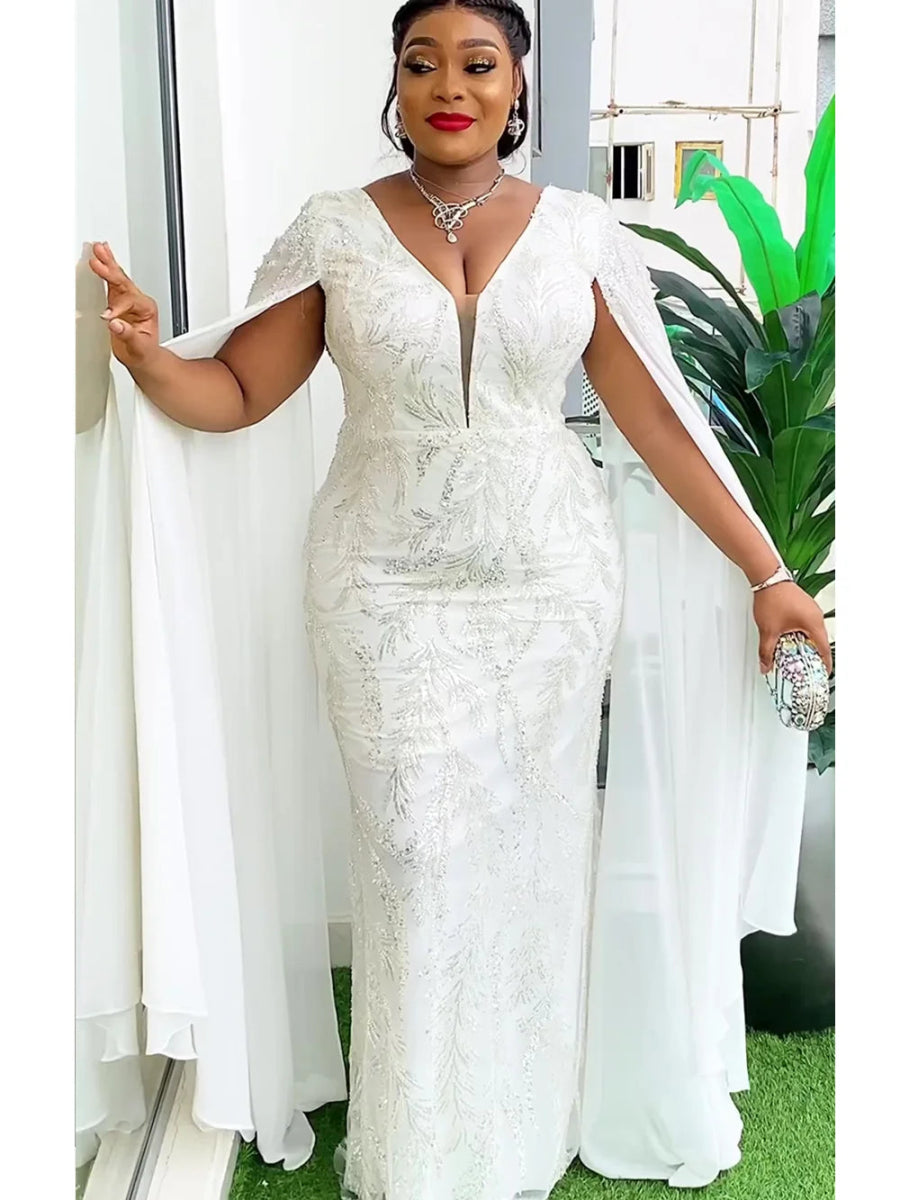 Plus - Size African Party Dresses: Dashiki Sequin Bodycon Maxi Gowns for Weddings & Evening Events - Free Delivery Worldwide only at Flexi Africa