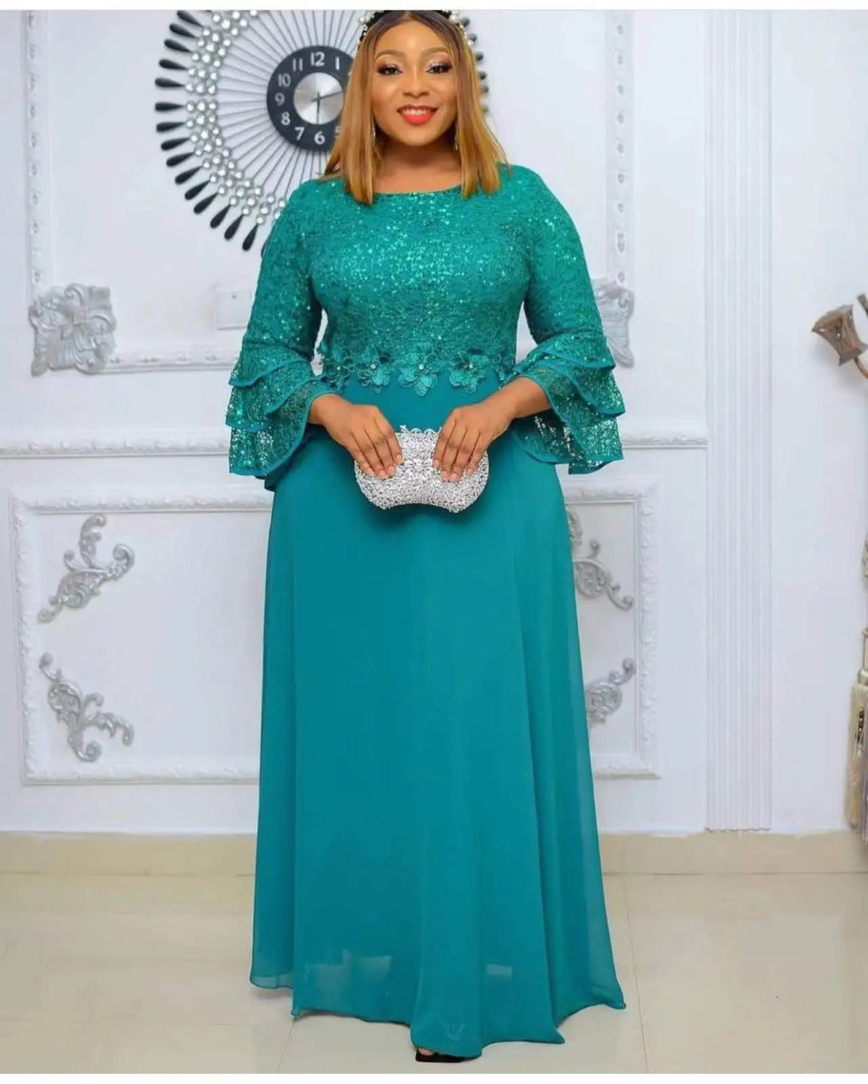 Plus Size African Party Dresses for Women 2025 New Fashion Dashiki Ankara Lace Wedding Gowns Elegant Turkey Muslim Maxi Dress - Free Delivery Worldwide only at Flexi Africa