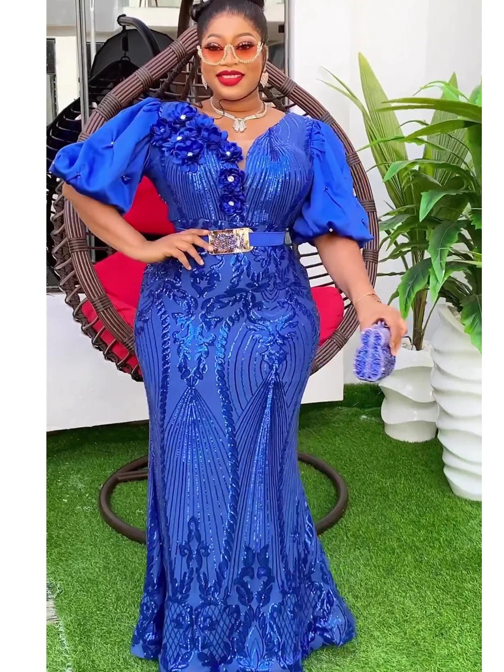 Plus Size African Party Dresses for Women Dashiki Sequin Wedding Evening Gown Sexy Bodycon Maxi Long Dress Africa Clothes