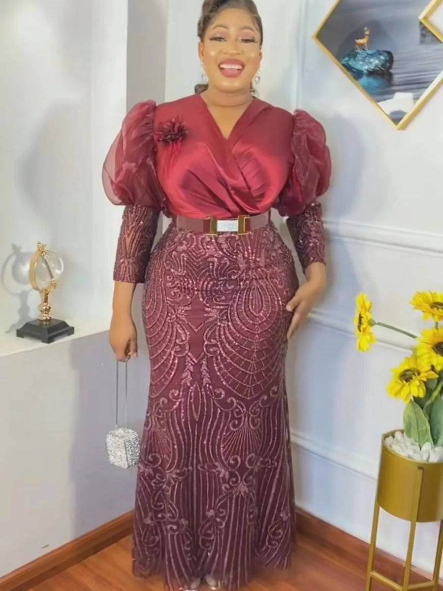 Plus Size African Party Long Dresses for Women, New Robe Africa Clothing Outfits - Free Delivery Worldwide only at Flexi Africa