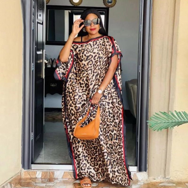 Plus-Size Dress Set with Elegant Floor-Length Gown and Matching Scarf - Flexi Africa - Flexi Africa offers Free Delivery Worldwide - Vibrant African traditional clothing showcasing bold prints and intricate designs