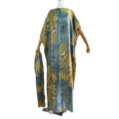 Plus-Size Dress Set with Elegant Floor-Length Gown and Matching Scarf - Flexi Africa - Flexi Africa offers Free Delivery Worldwide - Vibrant African traditional clothing showcasing bold prints and intricate designs