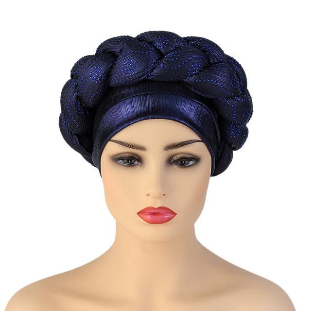 Polyester African Headtie Diamonds Glitter Women Turban Caps Muslim Hijab Bonnet Hats Female Autogeles - Free Delivery