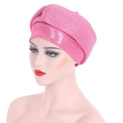 Polyester African Headtie Diamonds Glitter Women Turban Caps Muslim Hijab Bonnet Hats Female Autogeles - Free Delivery