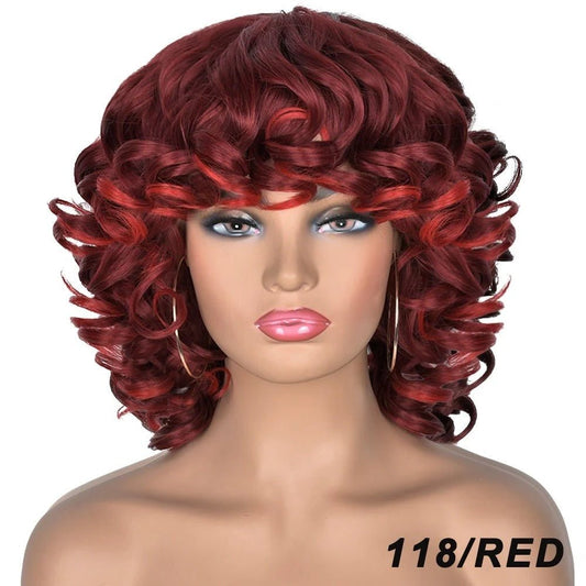 Short and Sassy: 14" Afro Curly Wig with Bangs for Black Women - Heat Resistant and Glueless - Free Delivery Worldwide only at Flexi Africa