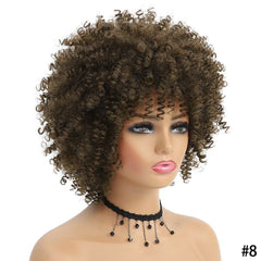 Short Hair Afro Kinky Curly Synthetic Wig With Bangs - Free Delivery Worldwide only at Flexi Africa