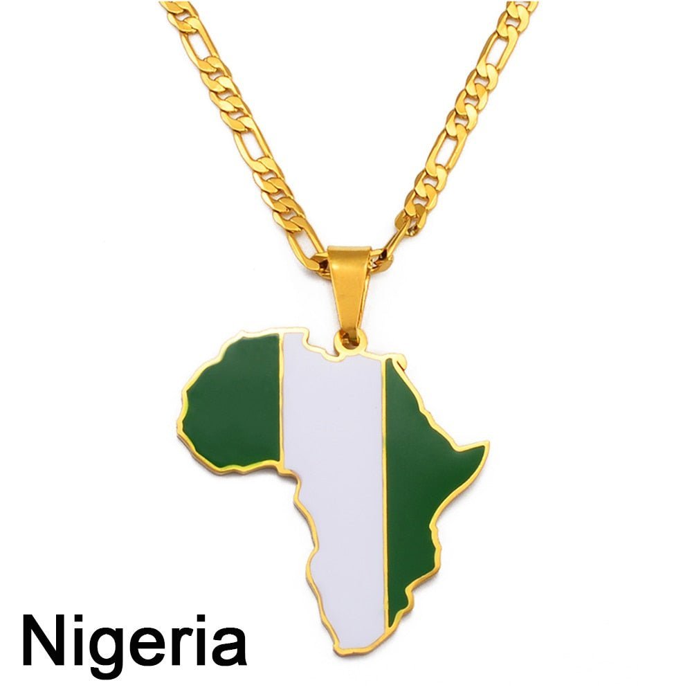 Showcase Your African Roots with Our Hip - hop Africa Map Pendant Necklace - Free Delivery Worldwide only at Flexi Africa