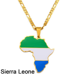 Showcase Your African Roots with Our Hip - hop Africa Map Pendant Necklace - Free Delivery Worldwide only at Flexi Africa