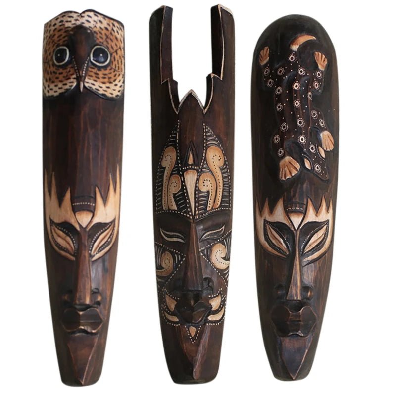 Solid Wood African Mask: Wall Hanging Woodcut Decoration for Bars and Restaurants - Free Delivery Worldwide only at Flexi Africa