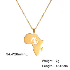 Stainless Steel Africa Map Necklaces: Choker Chain with Hollow Map Pendant - Flexi Africa - www.flexiafrica.com