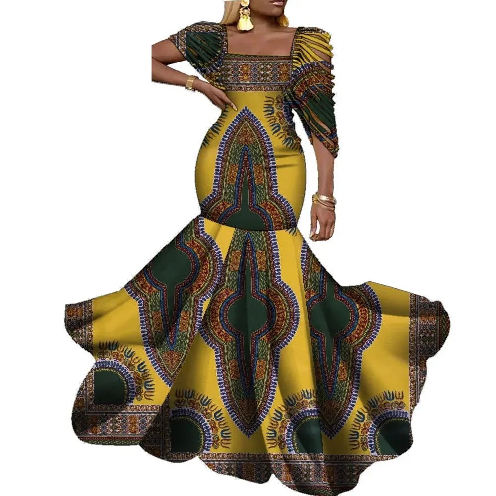 Stunning African Wax Print Dresses: Elevate Your Wedding Party Look with Elegant - Flexi Africa - Free Delivery Worldwide