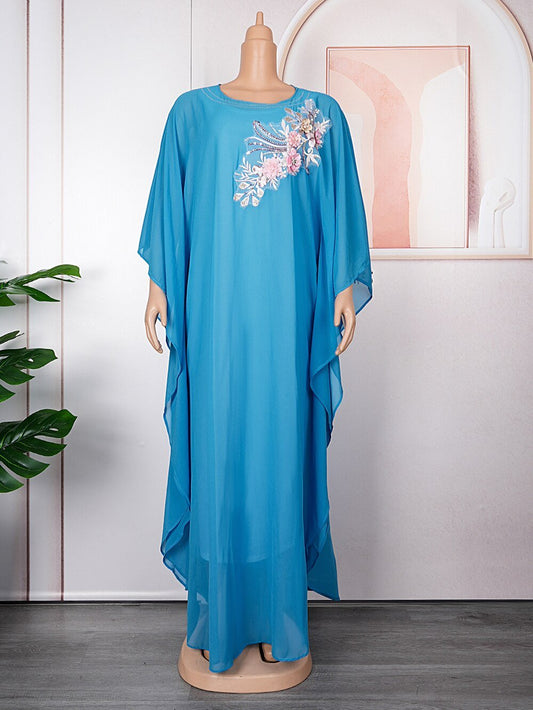 Summer Elegance: Plus Size African Chiffon Maxi Set for Women - Flexi Africa - Free Delivery only at www.flexiafrica.com