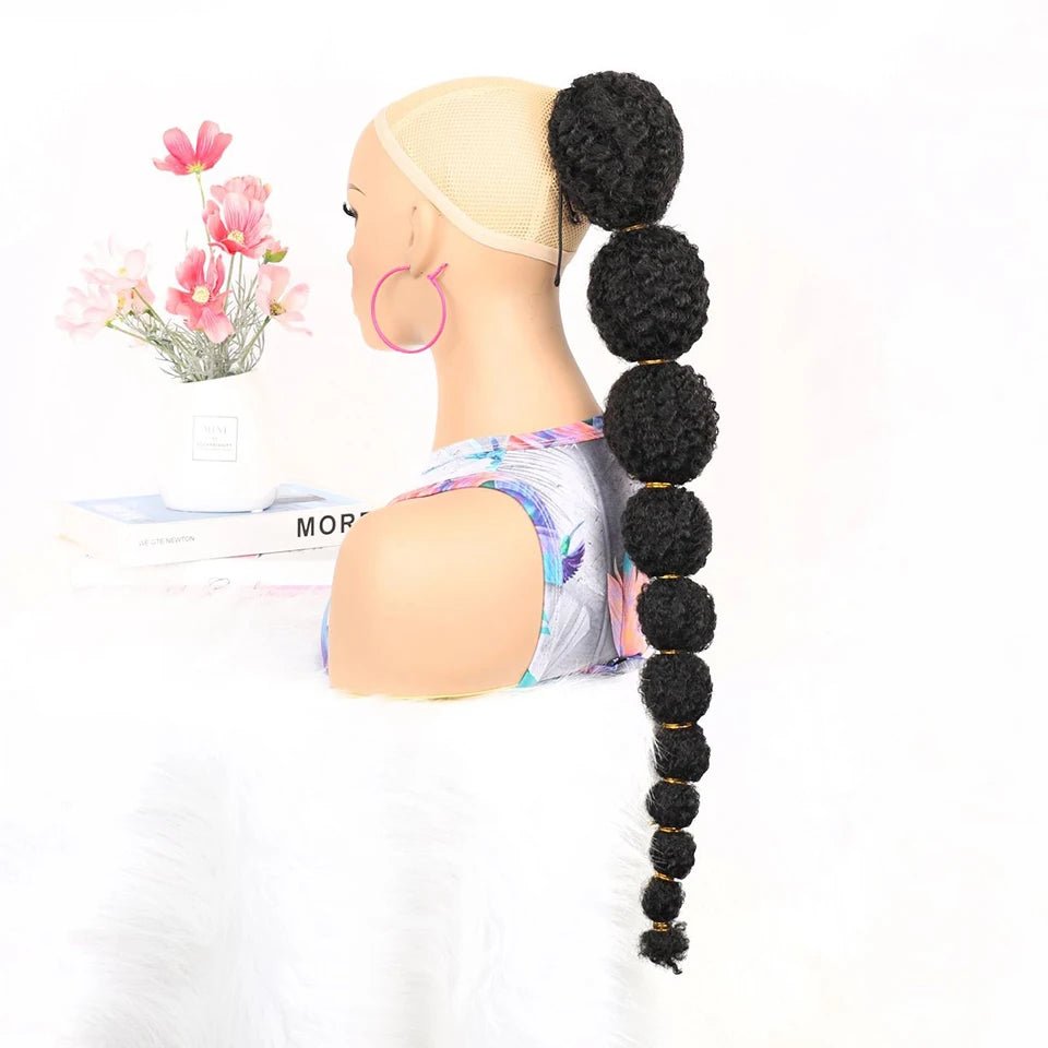 Synthetic Ponytail Hair Extension for Black Women Lantern Bubble Drawstring False Pigtail Afro Puff Kinky Horse Tail Hairpiece - Free Delivery Worldwide only at Flexi Africa