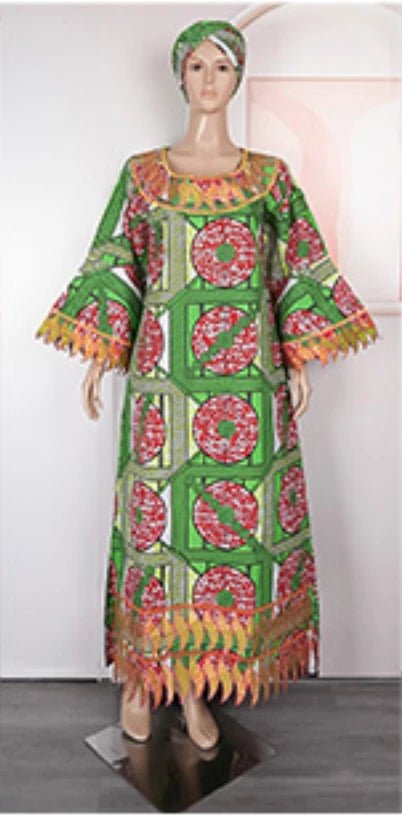 Traditional Bazin Embroidered Dresses: African Women's Attire for Parties and Weddings - Flexi Africa - Free Delivery Worldwide only at www.flexiafrica.com