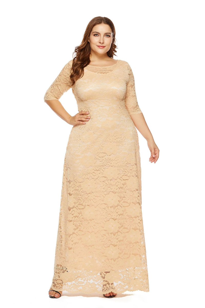 XL - 6XL Plus Size African Dresses for Women Elegant African O - neck Lace Wedding Party Evening Maxi Dress Dashiki Africa Clothing - Free Delivery Worldwide only at Flexi Africa