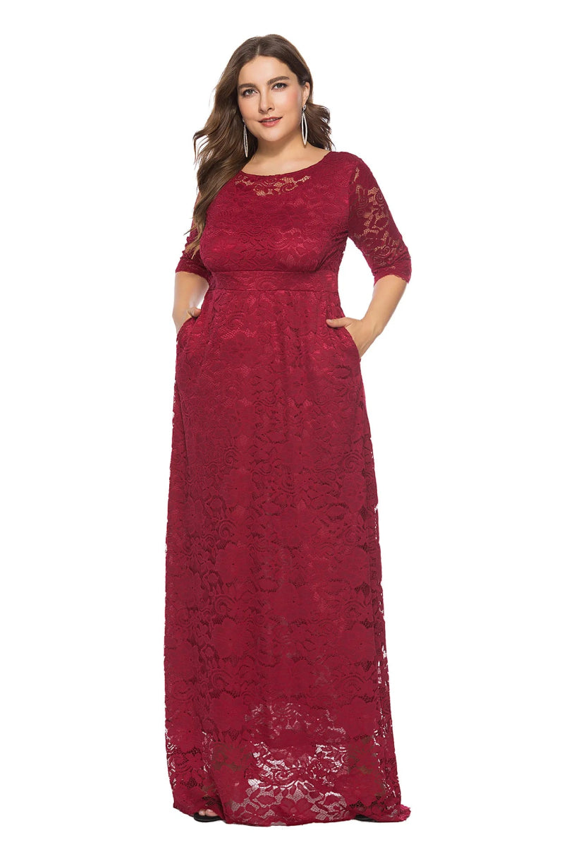 XL - 6XL Plus Size African Dresses for Women Elegant African O - neck Lace Wedding Party Evening Maxi Dress Dashiki Africa Clothing - Free Delivery Worldwide only at Flexi Africa